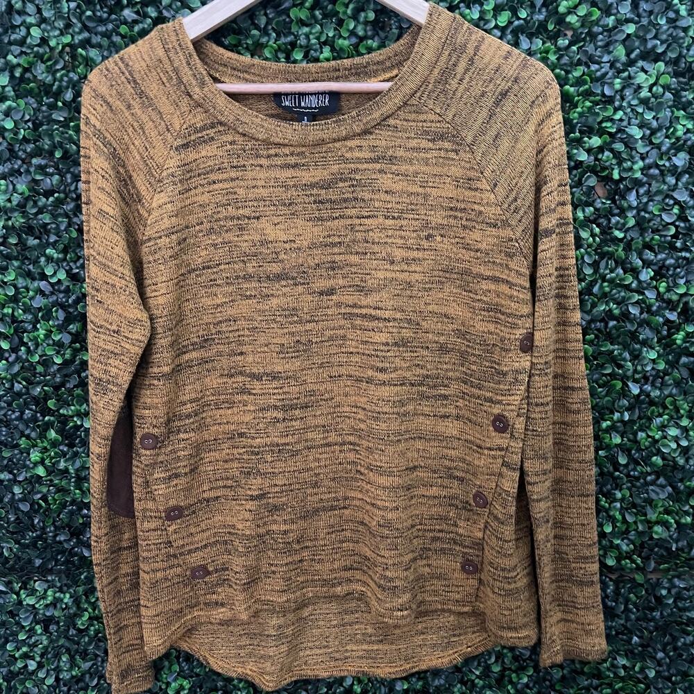 Sweet Wanderer, elbow patch, crewneck, long sleeve sweater, Women's Size M